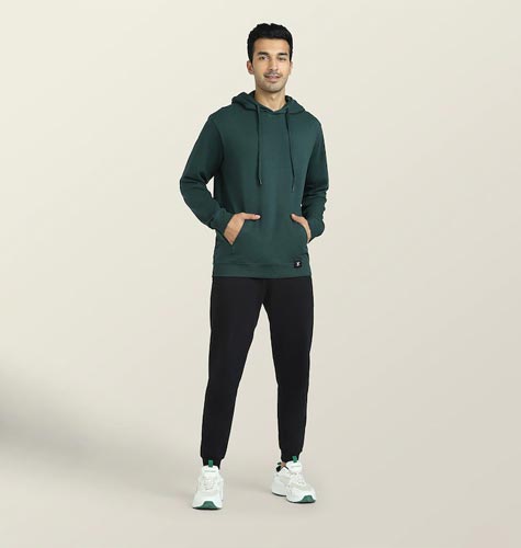 Men Green Cruze French Terry Cotton Hoodie